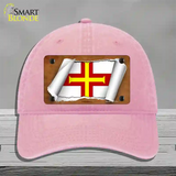 Guernsey Flag Scroll Novelty License Plate Hat Unconstructed Cotton / Pink