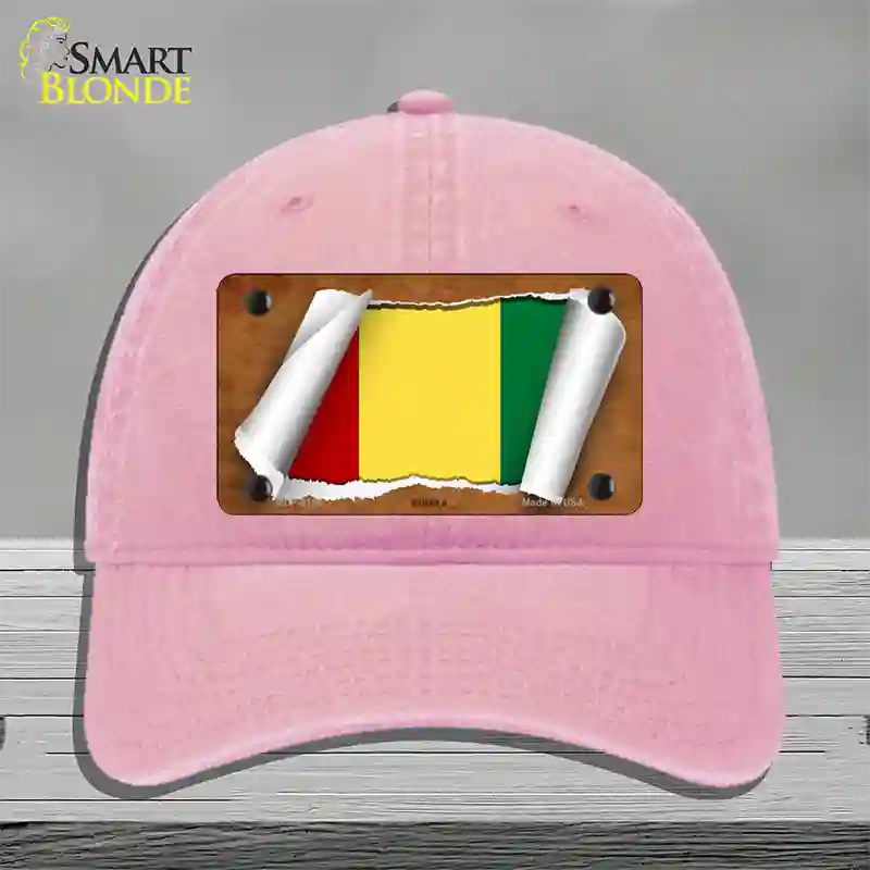 Guinea Flag Scroll Novelty License Plate Hat Unconstructed Cotton / Pink