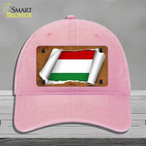 Hungary Flag Scroll Novelty License Plate Hat Unconstructed Cotton / Pink