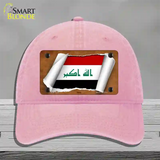 Iraq Flag Scroll Novelty License Plate Hat Unconstructed Cotton / Pink