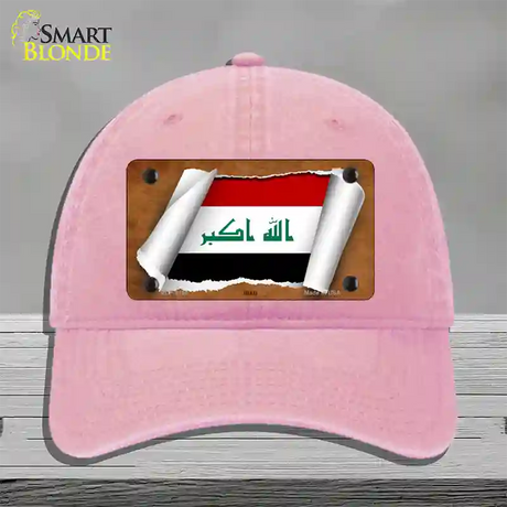 Iraq Flag Scroll Novelty License Plate Hat Unconstructed Cotton / Pink