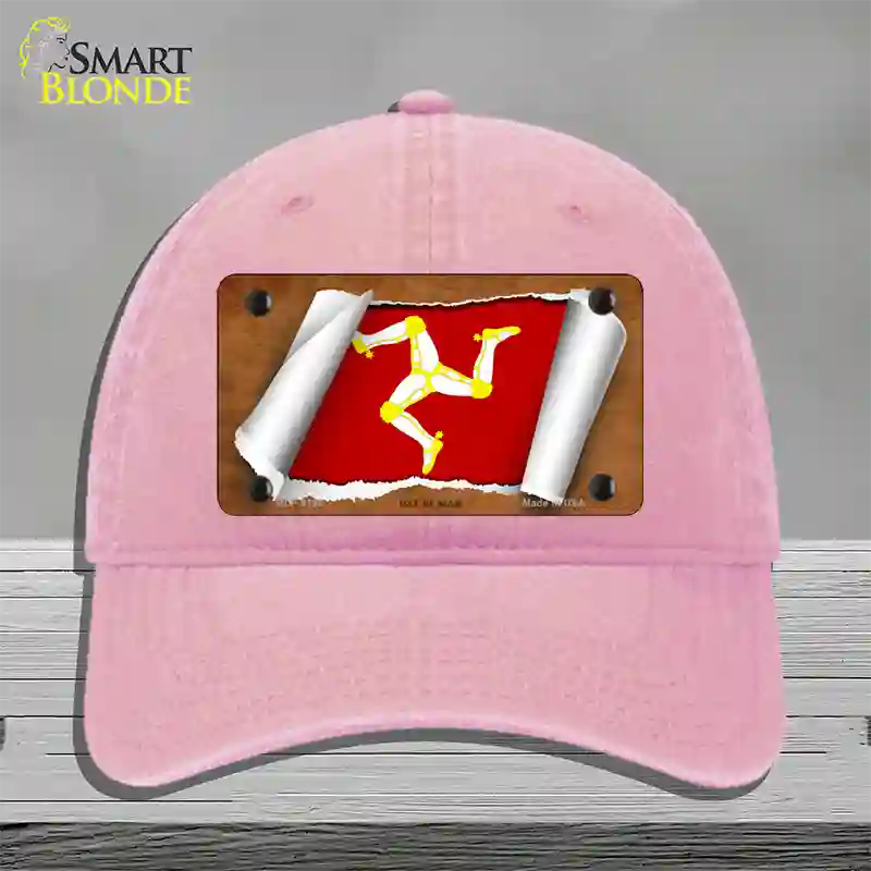 Isle of Man Flag Scroll Novelty License Plate Hat Unconstructed Cotton / Pink