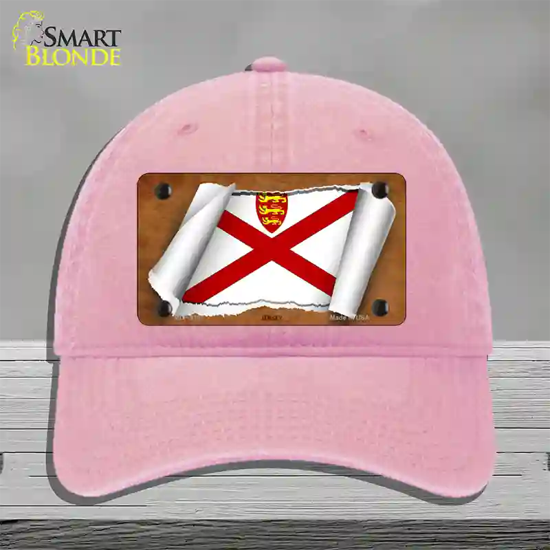 Jersey Flag Scroll Novelty License Plate Hat Unconstructed Cotton / Pink