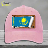 Kasakhstan Flag Scroll Novelty License Plate Hat Unconstructed Cotton / Pink