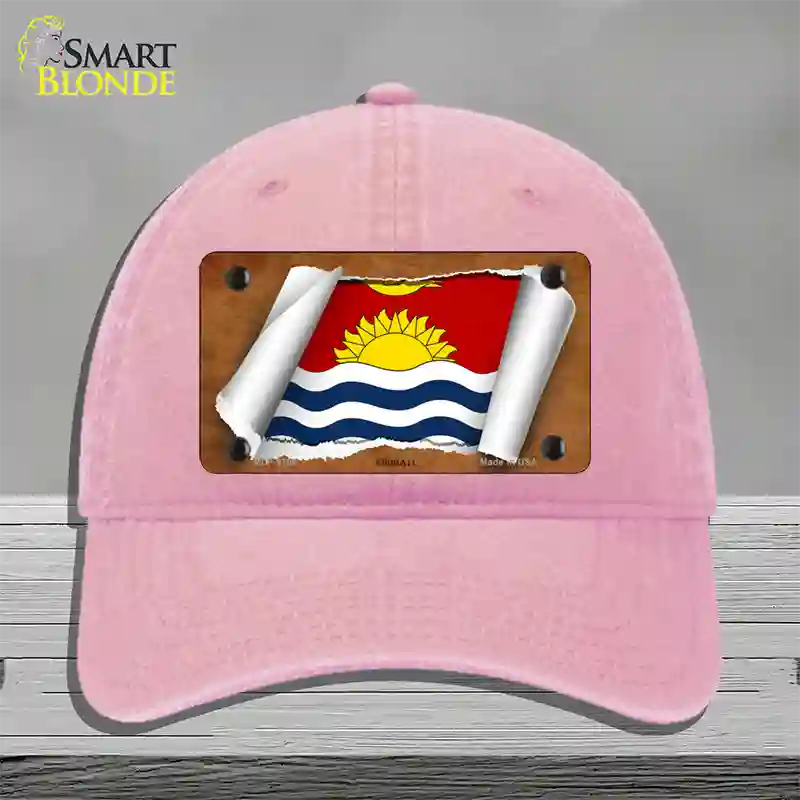 Kiribati Flag Scroll Novelty License Plate Hat Unconstructed Cotton / Pink