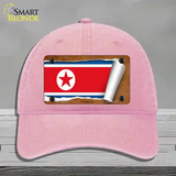 North Korea Flag Scroll Novelty License Plate Hat Unconstructed Cotton / Pink