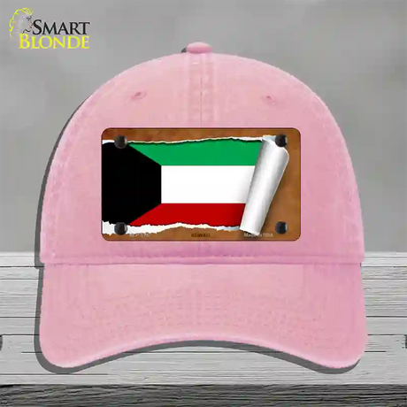 Kuwait Flag Scroll Novelty License Plate Hat Unconstructed Cotton / Pink