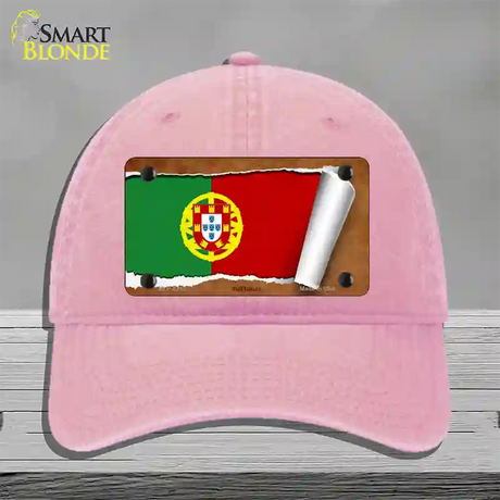 Portugal Flag Scroll Novelty License Plate Hat Unconstructed Cotton / Pink