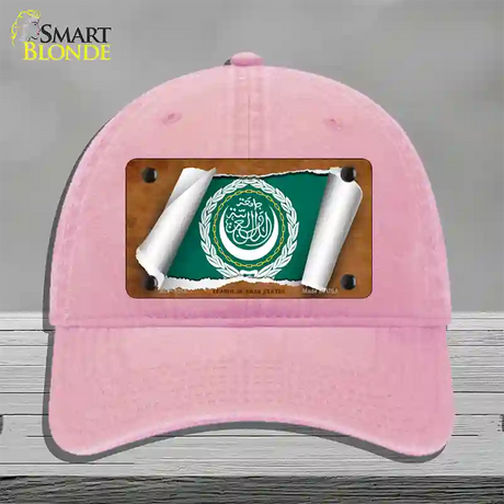 League of Arab States Flag Scroll Novelty License Plate Hat Unconstructed Cotton / Pink