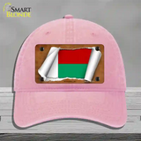 Madagascar Flag Scroll Novelty License Plate Hat Unconstructed Cotton / Pink