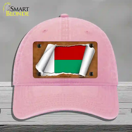 Madagascar Flag Scroll Novelty License Plate Hat Unconstructed Cotton / Pink