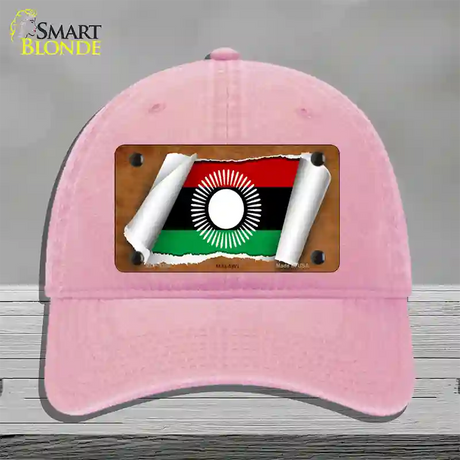 Malawi Flag Scroll Novelty License Plate Hat Unconstructed Cotton / Pink