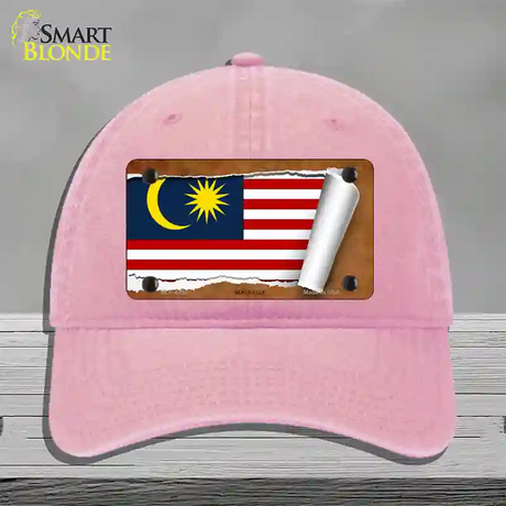 Malaysia Flag Scroll Novelty License Plate Hat Unconstructed Cotton / Pink