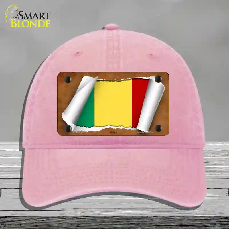 Mali Flag Scroll Novelty License Plate Hat Unconstructed Cotton / Pink