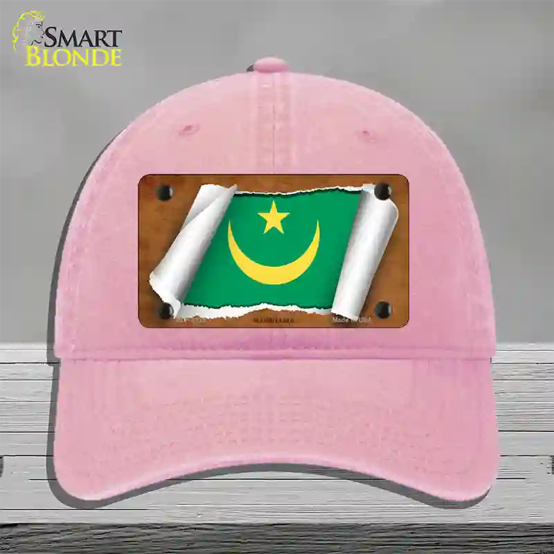 Mauritania Flag Scroll Novelty License Plate Hat Unconstructed Cotton / Pink