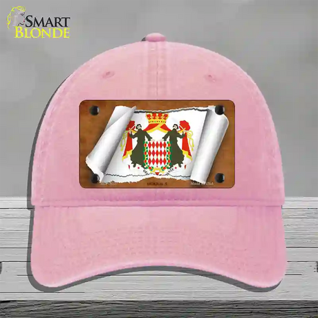 Monaco-S Flag Scroll Novelty License Plate Hat Unconstructed Cotton / Pink