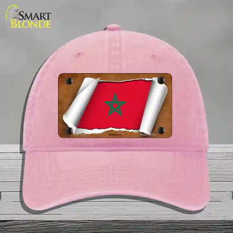 Morocco Flag Scroll Novelty License Plate Hat Unconstructed Cotton / Pink