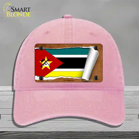 Mozambique Flag Scroll Novelty License Plate Hat Unconstructed Cotton / Pink