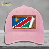 Namibia Flag Scroll Novelty License Plate Hat Unconstructed Cotton / Pink