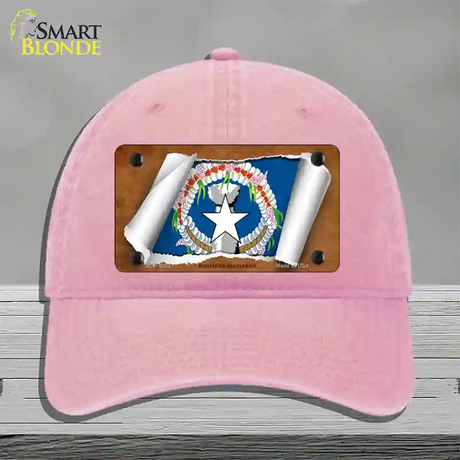 Northern Marianas Flag Scroll Novelty License Plate Hat Unconstructed Cotton / Pink