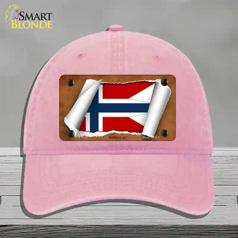 Norway-NS Flag Scroll Novelty License Plate Hat Unconstructed Cotton / Pink