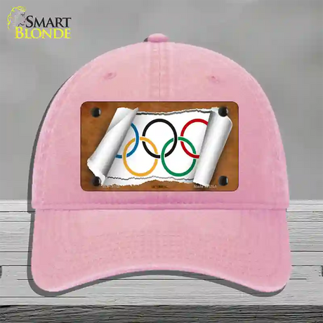 Olympic Flag Scroll Novelty License Plate Hat Unconstructed Cotton / Pink