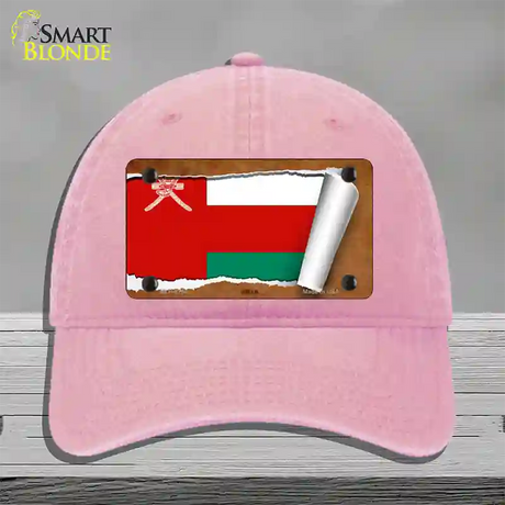 Oman Flag Scroll Novelty License Plate Hat Unconstructed Cotton / Pink