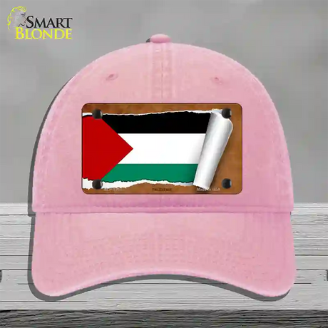 Palestine Flag Scroll Novelty License Plate Hat Unconstructed Cotton / Pink