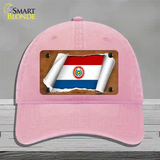 Paraguay-OBV Flag Scroll Novelty License Plate Hat Unconstructed Cotton / Pink