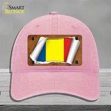 Romania Flag Scroll Novelty License Plate Hat Unconstructed Cotton / Pink