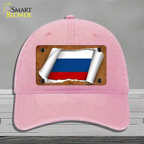 Russia Flag Scroll Novelty License Plate Hat Unconstructed Cotton / Pink