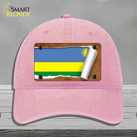 Rwanda Flag Scroll Novelty License Plate Hat Unconstructed Cotton / Pink