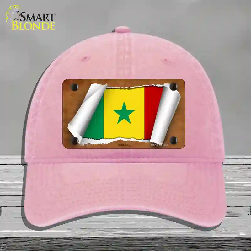 Senegal Flag Scroll Novelty License Plate Hat Unconstructed Cotton / Pink