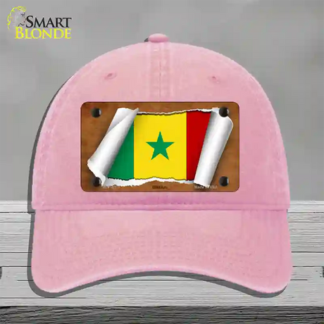 Senegal Flag Scroll Novelty License Plate Hat Unconstructed Cotton / Pink