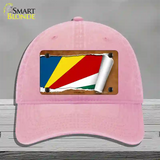 Seychelles Flag Scroll Novelty License Plate Hat Unconstructed Cotton / Pink