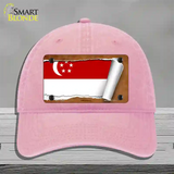 Singapore Flag Scroll Novelty License Plate Hat Unconstructed Cotton / Pink