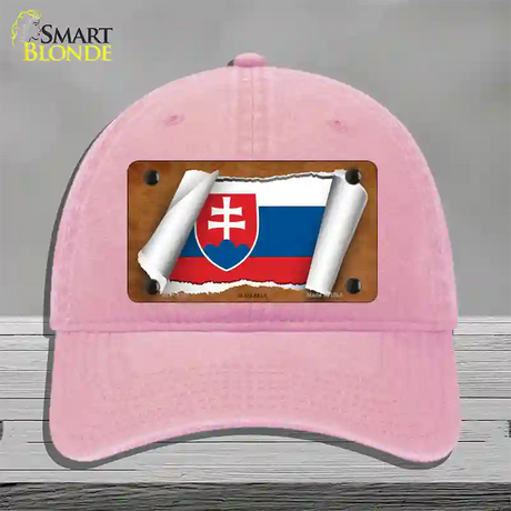 Slovakia Flag Scroll Novelty License Plate Hat Unconstructed Cotton / Pink