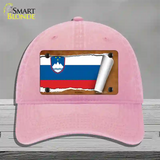 Slovenia Flag Scroll Novelty License Plate Hat Unconstructed Cotton / Pink