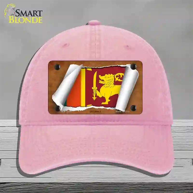 Sri Lanka Flag Scroll Novelty License Plate Hat Unconstructed Cotton / Pink