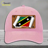 St Kitts-Nevis Flag Scroll Novelty License Plate Hat Unconstructed Cotton / Pink