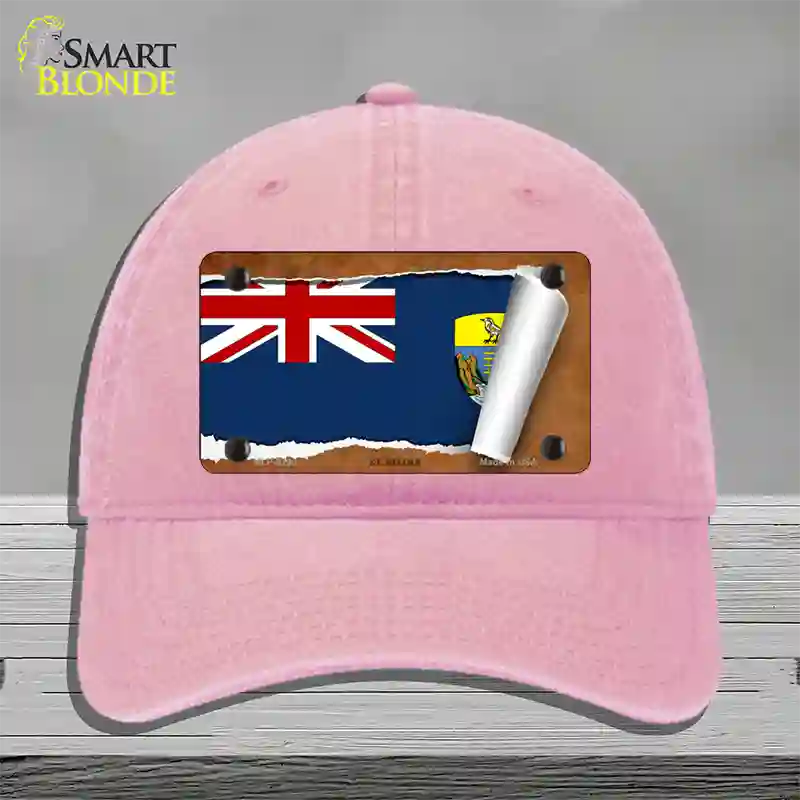 St Helena Flag Scroll Novelty License Plate Hat Unconstructed Cotton / Pink