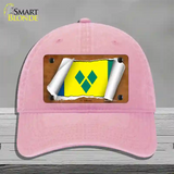 St Vincent Flag Scroll Novelty License Plate Hat Unconstructed Cotton / Pink