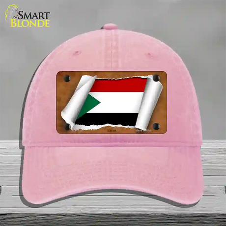 Sudan Flag Scroll Novelty License Plate Hat Unconstructed Cotton / Pink