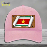 Suriname Flag Scroll Novelty License Plate Hat Unconstructed Cotton / Pink