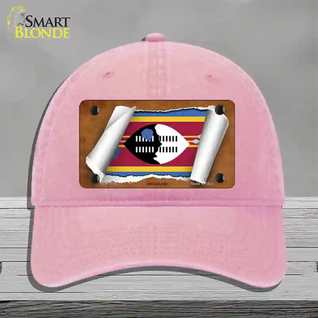 Swaziland Flag Scroll Novelty License Plate Hat Unconstructed Cotton / Pink