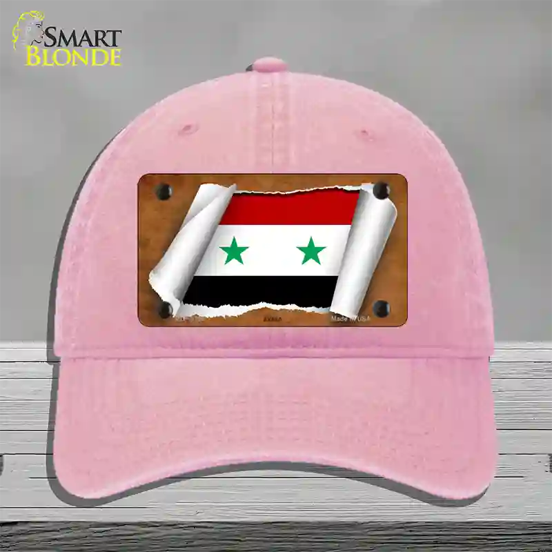 Syria Flag Scroll Novelty License Plate Hat Unconstructed Cotton / Pink