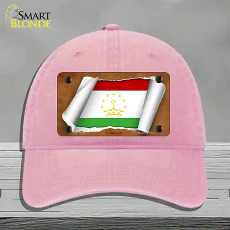 Tajikistan Flag Scroll Novelty License Plate Hat Unconstructed Cotton / Pink