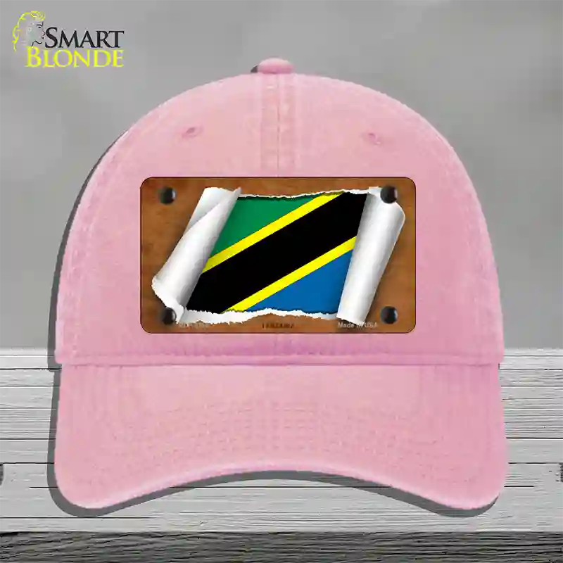 Tanzania Flag Scroll Novelty License Plate Hat Unconstructed Cotton / Pink