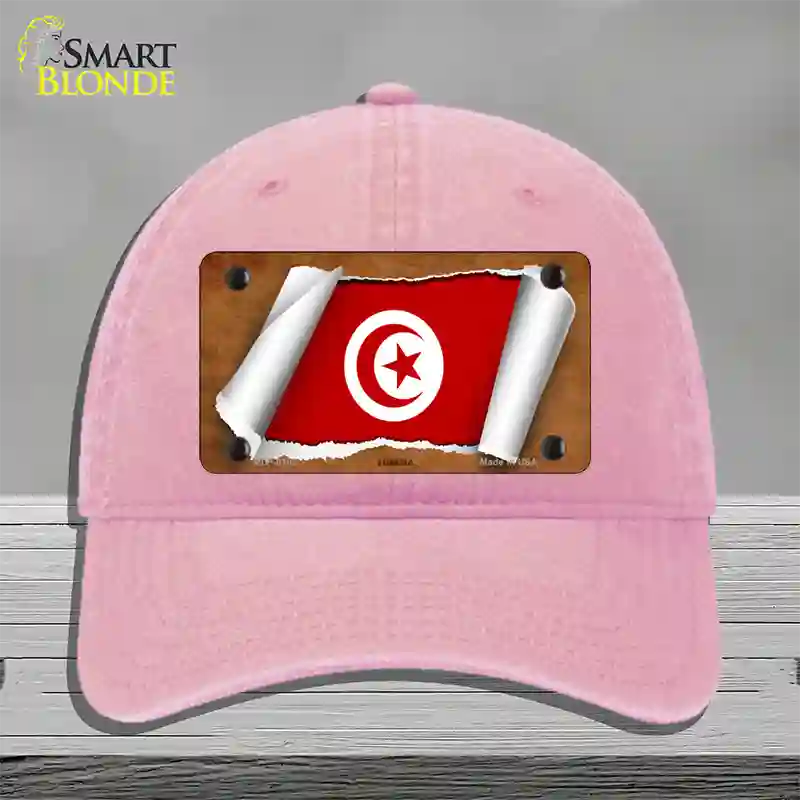 Tunisia Flag Scroll Novelty License Plate Hat Unconstructed Cotton / Pink