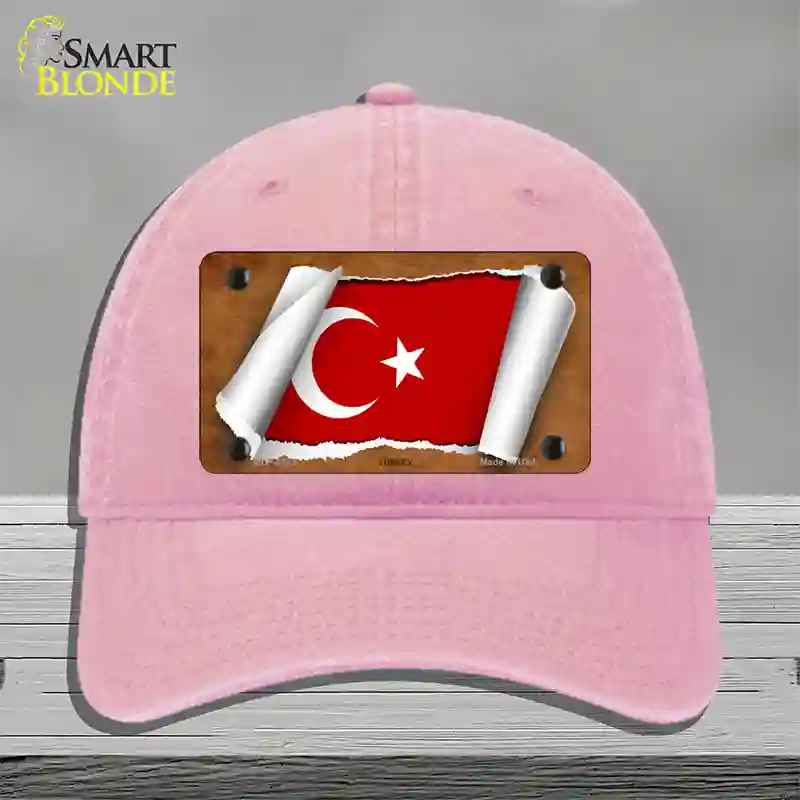 Turkey Flag Scroll Novelty License Plate Hat Unconstructed Cotton / Pink